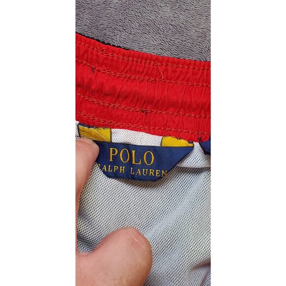 Polo Ralph Lauren Men’s Sz XXL Black Swim Trunks Red Pony Logo Beachwear C22-13 - Picture 5 of 9